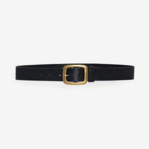 RSALBT04 - Unisex Rectangle Center Bar Buckle Leather Belt