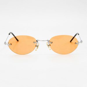 SGSTACY - Rimless Metal Frame Oval Sunglasses