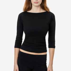43044 - Baby Rib 3/4 Sleeve Boatneck Top