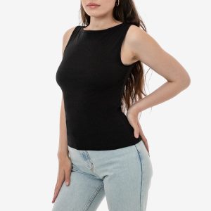43045 - Baby Rib Sleeveless Boatneck Top
