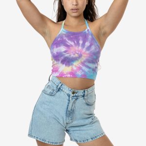 43091TD - Tie Dye Baby Rib Halter Top