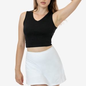 4357 - Baby Rib Sleeveless V-Neck Crop Tank