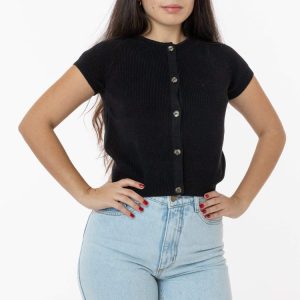 RFK47GD - Cotton Raglan Short Sleeve Cropped Sweater