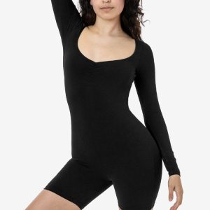 83058GD - Garment Dye Sweetheart Pinch Front Long Sleeve Biketard