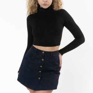 8366GD - Cropped Cotton Spandex Garment Dye Turtleneck