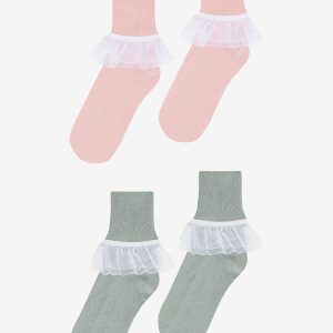 AKLSOCK-L2 - 2-Pack Girly Lace Ankle Sock