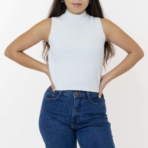 RFK45GD - Cotton Knit Sleeveless Mock Neck Sweater