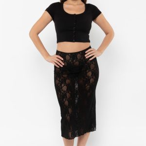 FNS301 - Floral Lace Pencil Skirt