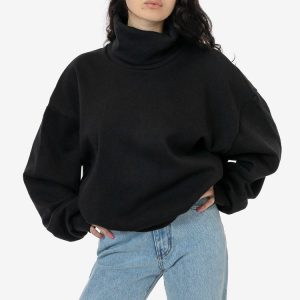 HF-313 - Heavy Fleece Oversized Turtleneck Sweater with Contrast Rib