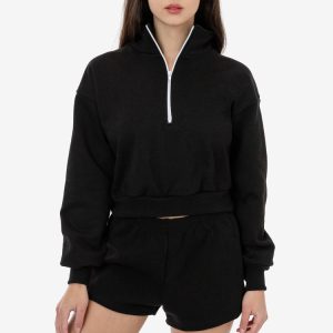 HF326 - Heavy Fleece Cropped Half Zip Pullover (Piece Dye)