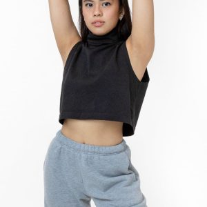 18323GD - Garment Dye Sleeveless Turtleneck Crop Top