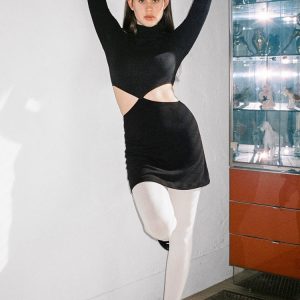 PON408 - Ponte Diamond Cutout Dress