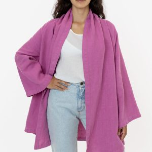 RLIN12GD - Linen Front Tie Cardigan