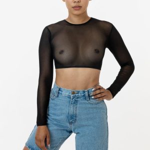 RNS079 - Micro Mesh Long Sleeve Crop Top