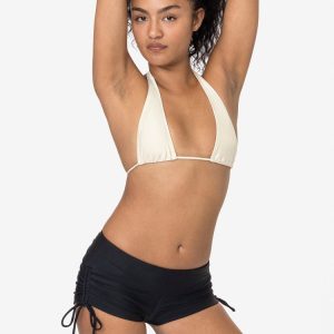 RNT334 - Nylon Tricot Ruched Side Tie Shorts