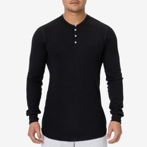 T457 - Poly-Cotton Thermal Long Sleeve Henley