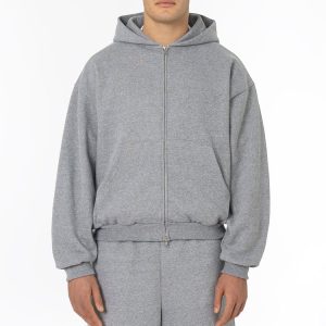 TRF10 - 12 oz. Tri-Blend Gabardine Fleece Waist Length Pull Zip Hoodie