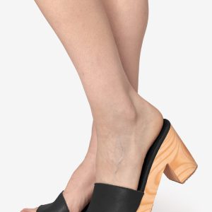 WOODSNDL02 - Wooden Mule Heel Sandal