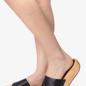 WOODSNDL04 - Platform Wooden Mule Flat Sandal