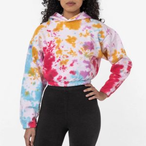 CF399TD - Tie Dye Cropped Pullover Hoodie