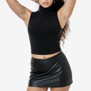 RLH739 - Leather Micro Mini Skort