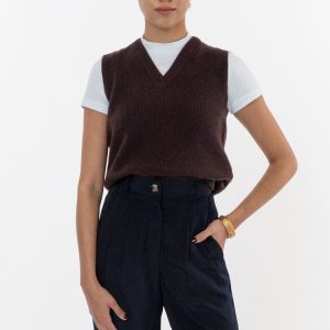 RFK313 - Cashmere Knit V-Neck Vest